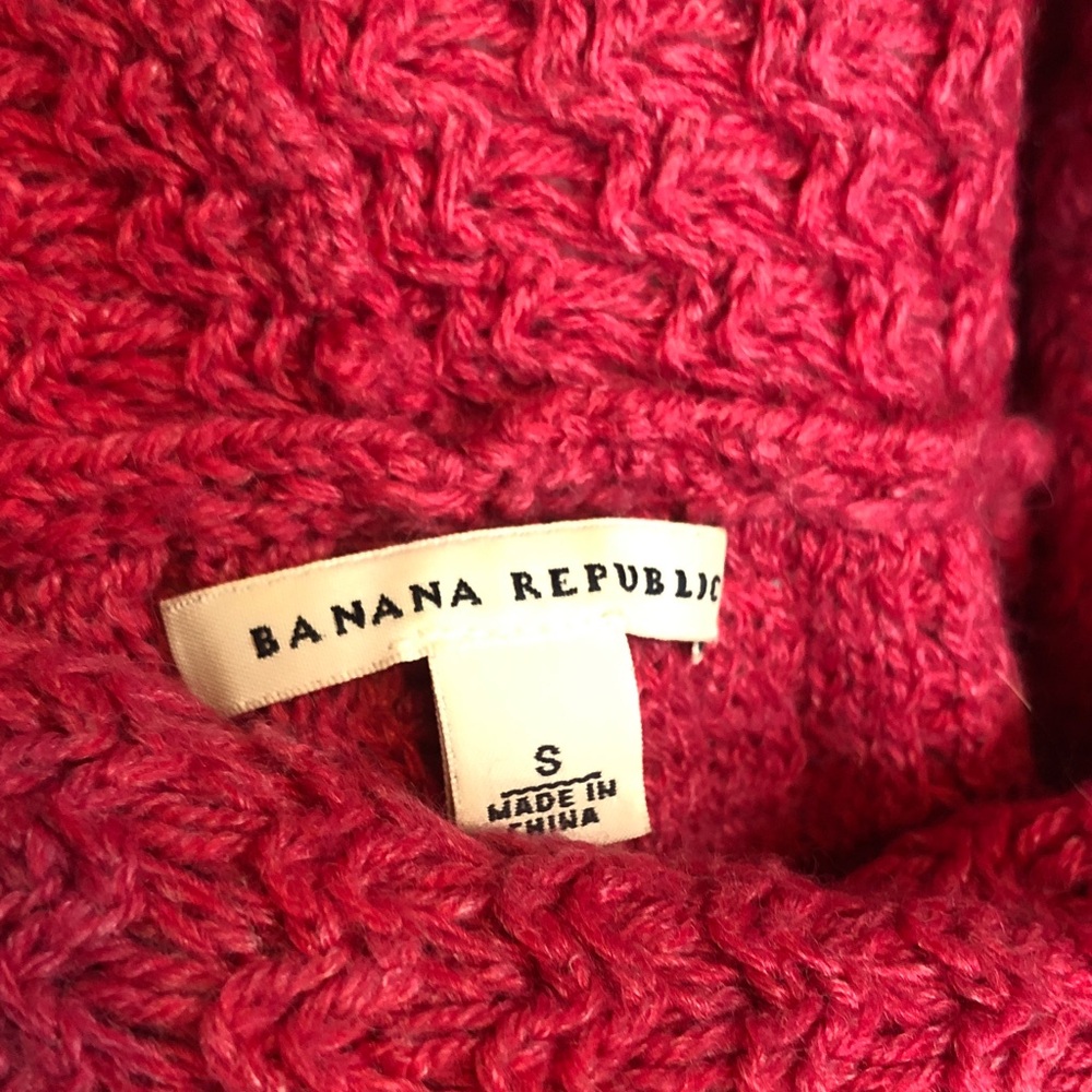 BANANA REPUBLIC size small pink cranberry turtle neck sweaters thick chunky - Picture 4 of 11